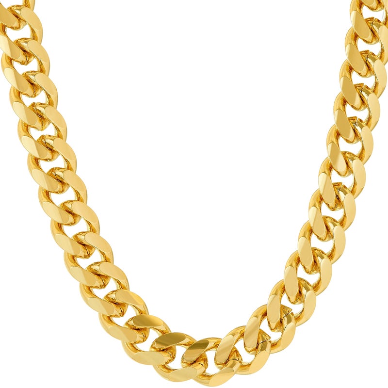 LIFETIME JEWELRY 9mm Miami Curb Cuban Link Chain Necklace 24k Gold Plated (Gold, 24 inches) - Image 1